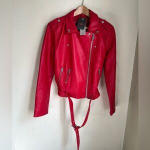 Levi's Red Faux Leather Biker women’s Jacket